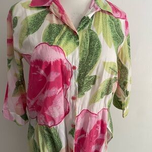 Bobbie Brooks Floral Blouse - Pink and Green